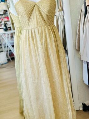 Jenny Yoo Gold mesh Strapless  Gown size 6